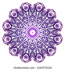 Hand-Drawn Henna Ethnic Mandala. Circle lace ornament. Vector illustration. for coloring book, greeting card, invitation, tattoo. Anti-stress therapy pattern.
