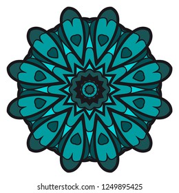 Hand-Drawn Henna Ethnic Mandala. Circle lace ornament. Vector illustration. for coloring book, greeting card, invitation, tattoo. Anti-stress therapy pattern.
