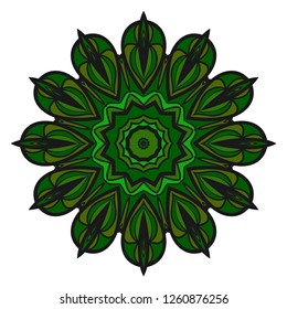Hand-Drawn Henna Ethnic Mandala. Circle lace ornament. Vector illustration. for coloring book, greeting card, invitation, tattoo. Anti-stress therapy pattern.