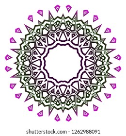 Hand-Drawn Henna Ethnic Mandala. Circle lace ornament. Vector illustration. for coloring book, greeting card, invitation, tattoo. Anti-stress therapy pattern.
