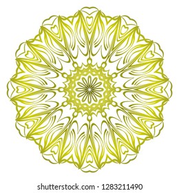 Hand-Drawn Henna Ethnic Mandala. Circle lace ornament. Vector illustration. for coloring book, greeting card, invitation, tattoo. Anti-stress therapy pattern.