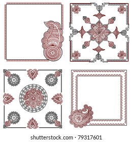 handdrawn henna frame design for decoration or invitation