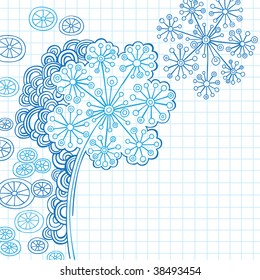 Hand-Drawn Henna Notebook Doodle Flower Vector Illustration