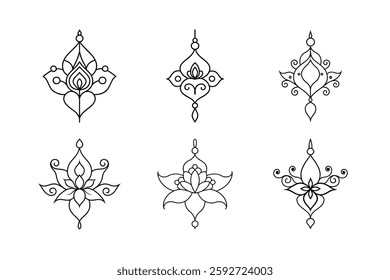 Hand-Drawn Henna Ornament Featuring Elegant Lata
