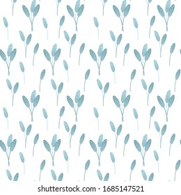 Handdrawn herbals pattern. Seamless summer vector texture. For fashion prints, web pages, wedding invitations, save the date cards on white background.