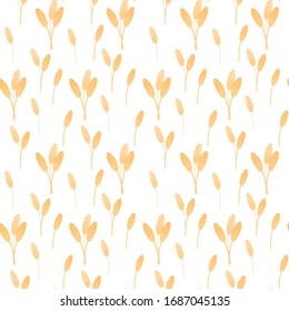 Handdrawn herbals pattern. Seamless summer vector texture. For fashion prints, web pages, wedding invitations, save the date cards on white background.
