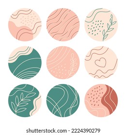 Hand-drawn highlight icons. Spring colorful set of icons for social networks. Great for bloggers