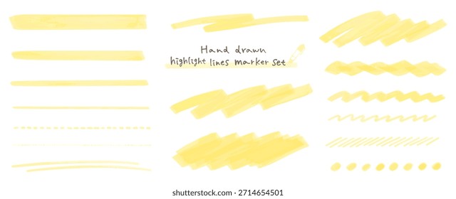 Hand-drawn highlight lines marker set.Perfect for emphasizing text, titles, and important points in designs, presentations, and social media.