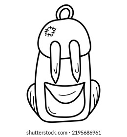 Hand-drawn hiking backpack. Isolated on white background. Doodle design. Vector illustration