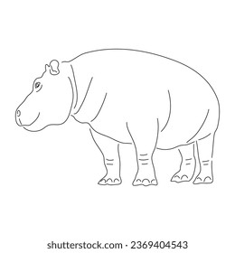 Hand-drawn Hippopotamus. Vector editable stroke.