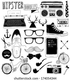 colección de doodles de hipster a mano