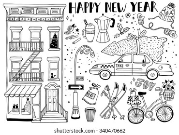 hand-drawn holidays doodles