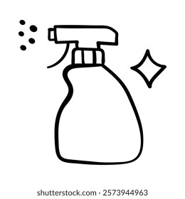  Hand-Drawn Home Icon. A playful spray bottle illustration for cleaning and home care branding.