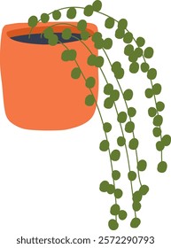 Handdrawn Home Pot Plant Vector Illustration