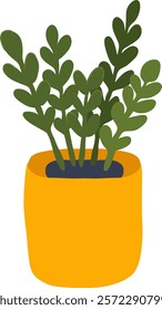 Handdrawn Home Pot Plant Vector Illustration