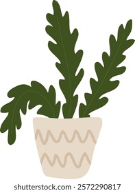 Handdrawn Home Pot Plant Vector Illustration