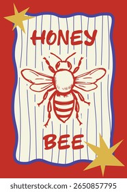 A hand-drawn honey bee illustration with an inspiring quote, perfect for nature-inspired wall art and home decor.