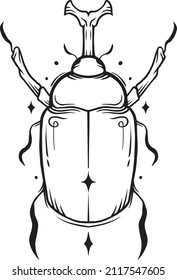 ilustración del vector del escarabajo de cuerno dibujado a mano