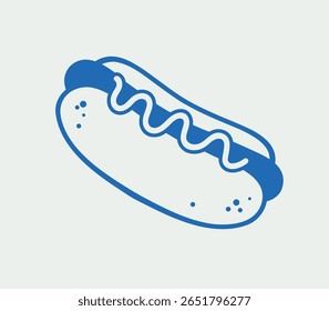 Hand-drawn hotdog. Line art, ink, minimalist style. Vector illustration. Food collection.