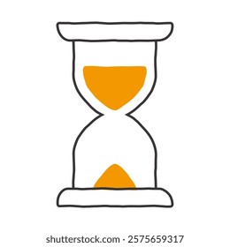 Hand-drawn hourglass with orange sand