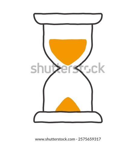 Hand-drawn hourglass with orange sand