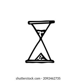 Hand-drawn hourglass, single element, isolate on white background