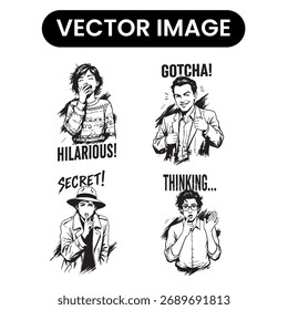 Hand-Drawn Human Expressions and Gestures Set