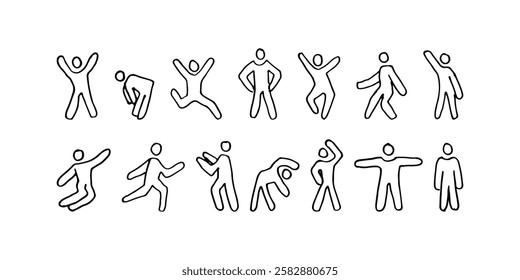 Hand-drawn human figures, cartoon symbol pictogram icons in various poses.