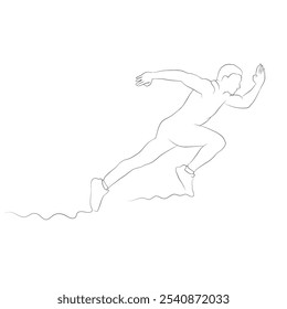 Handgezeichnete menschliche Linienkunst, Vektorgrafik eines Athleten, Eine dünne Linienzeichnung des laufenden Mannes