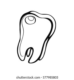 Hand-drawn human tooth/Vector sketch tooth icon. Medical or doctor and dentist office symbols
