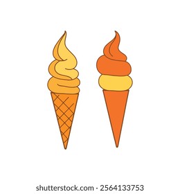 Hand-Drawn Ice Cream Cone Art Perfect for Summer and Sweet Treat Illustrations