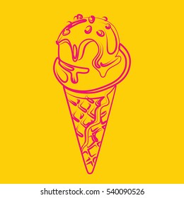 Hand-drawn  Ice Cream cone icon, vector