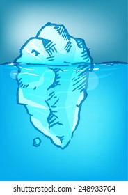 Handdrawn Iceberg Sketch with blue color