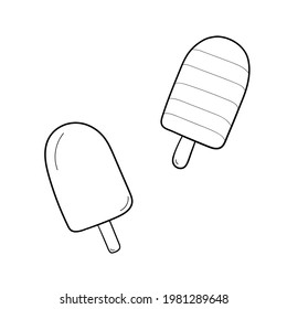 Hand-drawn ice-cream. Design sketch element for menu cafe, bistro, restaurant, label and packaging. Vector isolated illustration.
