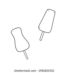 Hand-drawn ice-cream. Design sketch element for menu cafe, bistro, restaurant, label and packaging. Vector isolated illustration.