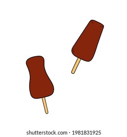 Hand-drawn ice-cream. Design sketch element for menu cafe, bistro, restaurant, label and packaging. Vector isolated colorful illustration.