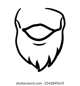 Hand-drawn icon of a beard, symbolizing facial hair and masculinity.