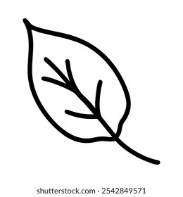 Hand-drawn icon of a fallen leaf, representing autumn and nature.