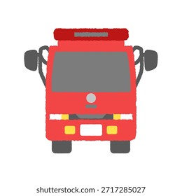 Icono dibujado a mano: Vista frontal de un coche de bomberos