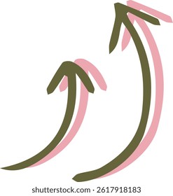 Hand-drawn icon illustration of an emotional footnote (upward arrow).