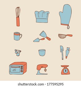 Hand-drawn icon of kitchen tool for baking