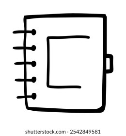 Ícone desenhado à mão de um bloco de anotações, representando notas e formação educacional.