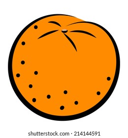 Hand-drawn icon of orange. Vector illustration