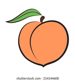 Hand-drawn icon of peach. Vector illustration