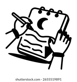 Icono dibujado a mano de una persona que crea cómics, ideal para cómics, tutoriales de manga o temas de ilustración.


