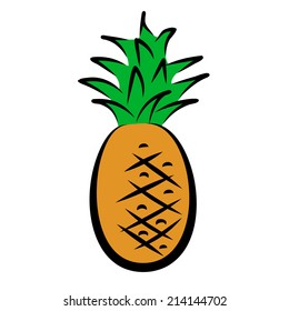 Hand-drawn icon of pineapple Vector illustration