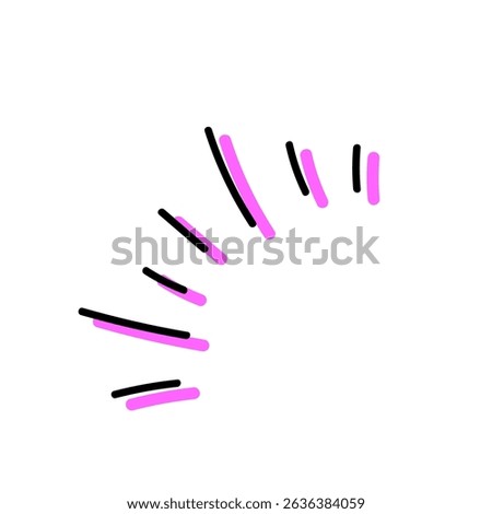 Hand-drawn Icon of Realization and Inspiration – Comic Effect Lines in Pink and Black