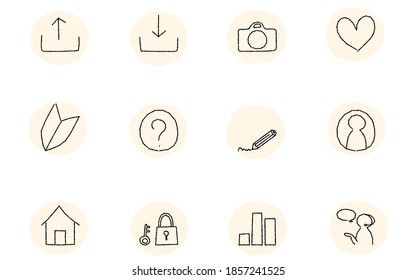Hand-drawn icon set Image of icons used in the app