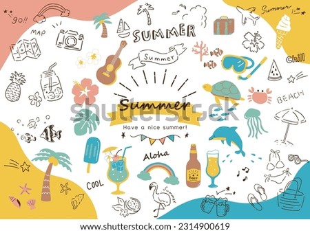 Hand-drawn icon set perfect for summer
