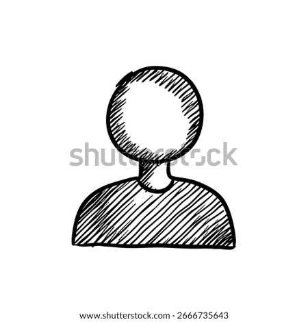 Hand-drawn Icon sketch of a person, simple profile, minimalist design, black and white.